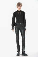 Black Asymmetric Studded Women's Punk Pants - Product - 5