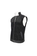 Black Chest Metal Willow Studded Sleeveless Men's Punk Vest - Product - 8