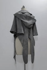 Grey Rabbit Hunt Dark Pattern Jacquard Print Bowknot Ouji Vintage Prince Lolita Coat - Product - 2