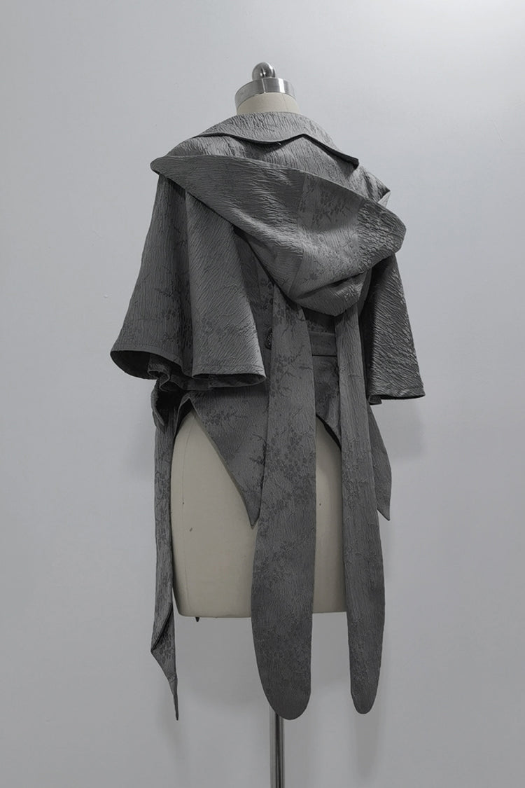 Grey Rabbit Hunt Dark Pattern Jacquard Print Bowknot Ouji Vintage Prince Lolita Coat - Product - 2