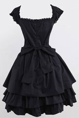 Black Lace Tiered Ruffle Sleeveless Gothic Lolita Dress - Product - 3