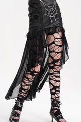 Black Chain Lace Irregular Hem Mesh Women's Gothic Skirt - Product - 13