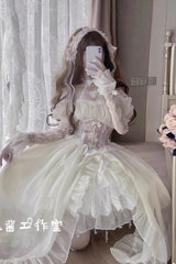 Ballet Twins Ruffle Bowknot Short Front Long Back Sweet Lolita Dress 2 Colors - Product - 7
