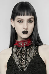 Snakeskin Faux Leather Metal Rivets Women's Steampunk Choker 2 Colors - Product - 11