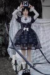 Black Embroidered Butterfly Print Gothic Lolita Dress - Product - 4