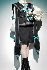 Dark Blue [Magician] Long Sleeves Ouji Prince Mechanical Style Lolita Shorts Vest Set - Product - 3