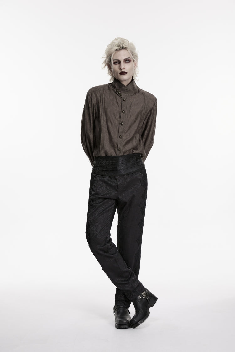 Black Embroidered Pleated Men's Gothic Accessory - Product - 2