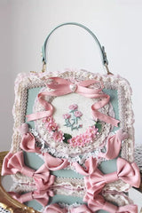 Four Seasons Floral Bowknot Lace Sweet Elegant Gorgeous Lolita Handbag 9 Colors - Pink/Green - 1