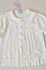 Doll Collar Short Sleeves Ruffle Lace Sweet Lolita Blouse 2 Colors - Product - 4