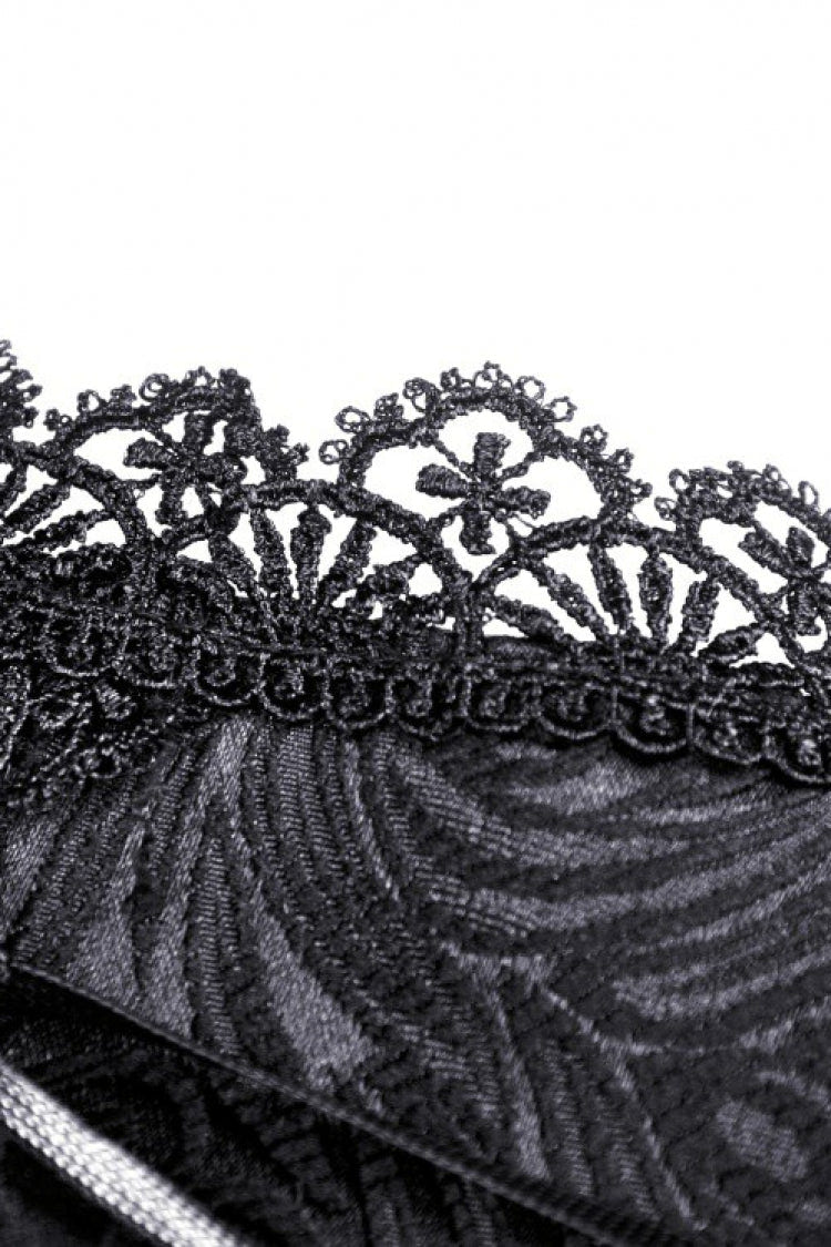 Black Floral Embroidered Lace-Up Strappy Women's Gothic Gorgeous Corset - Product - 14