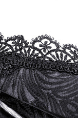Black Floral Embroidered Lace-Up Strappy Women's Gothic Gorgeous Corset - Product - 14