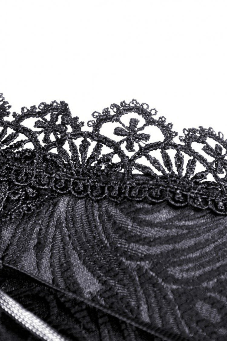Black Floral Embroidered Lace-Up Strappy Women's Gothic Gorgeous Corset - Product - 14