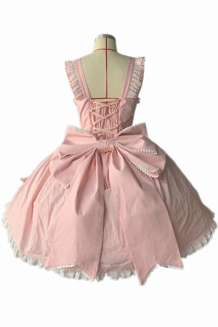 [Grisha] Sleeveless Triple-Layered Ruffle Cardigan Bowknot Lace Sweet Plus Size Lolita Jsk Dress 3 Colors - Product - 9
