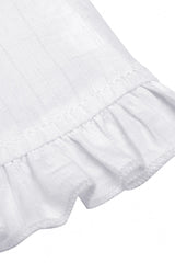 White Short Puff Sleeves Ruffled Neckline Lace Lace-Up Women's Gothic Blouse - Product - 19