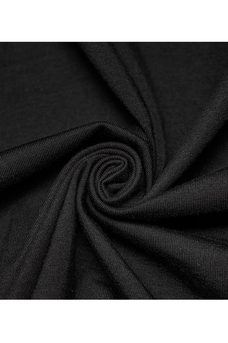 Black Gothic Super Cool Slim Fit Strap Sexy Cropped Pullover Long Sleeve Women's Polo Tee - Product - 6