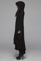 Black Long Sleeves Hollow Hooded Women's Gothic Dress - Product - 2