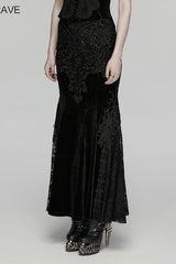 Black Cut-Out Embroidered Lace Slim Fishbone Women's Gothic Elegant Gorgeous Skirt - Product - 5