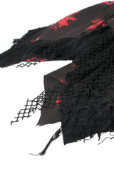Black/Red Sleeveless Irregular Mesh Tie Dye Women's Punk Slip Dress - Product - 17