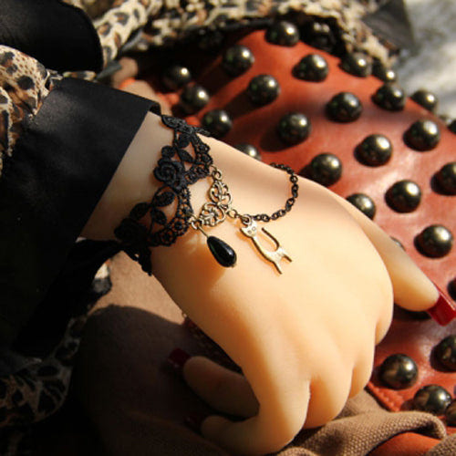 Black Fashion Simple Bride Lace Fringe Female Sweet Bracelet - Product - 5