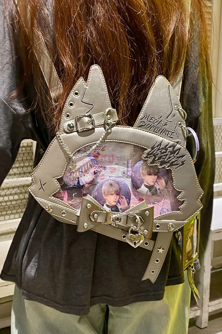 Domineering Cat [Cat Ears] Print Bowknot Gothic Lolita Crossbody Bag 9 Colors - Product - 23