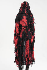 Black/Red Long Sleeves Lace Ripped Zipper Women's Punk Coat - Product - 8