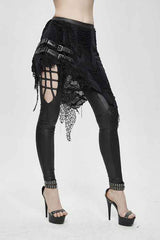 Black Fake Two Pieces Ripped Skirts Sexy Leggings Womens Pants - Product - 2