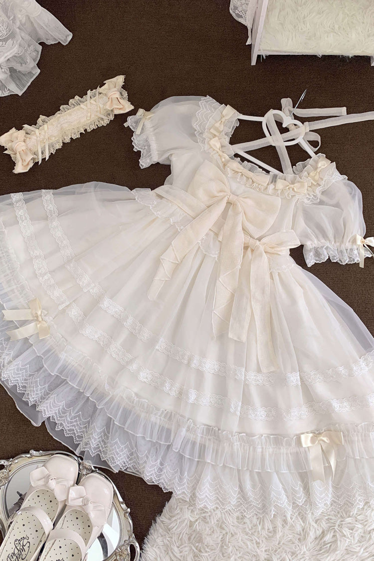 Ivory Ruffle Hanayome Bowknot Lace Sweet Princess Lolita Dress - Product - 5