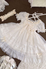 Ivory Ruffle Hanayome Bowknot Lace Sweet Princess Lolita Dress - Product - 5