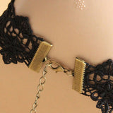Black Retro Palace Style Lace And Pearl Sweet Necklace - Product - 2