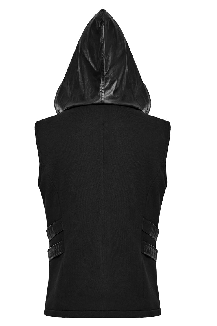 Black Stitching Hooded Men's Punk Vest - Product - 7