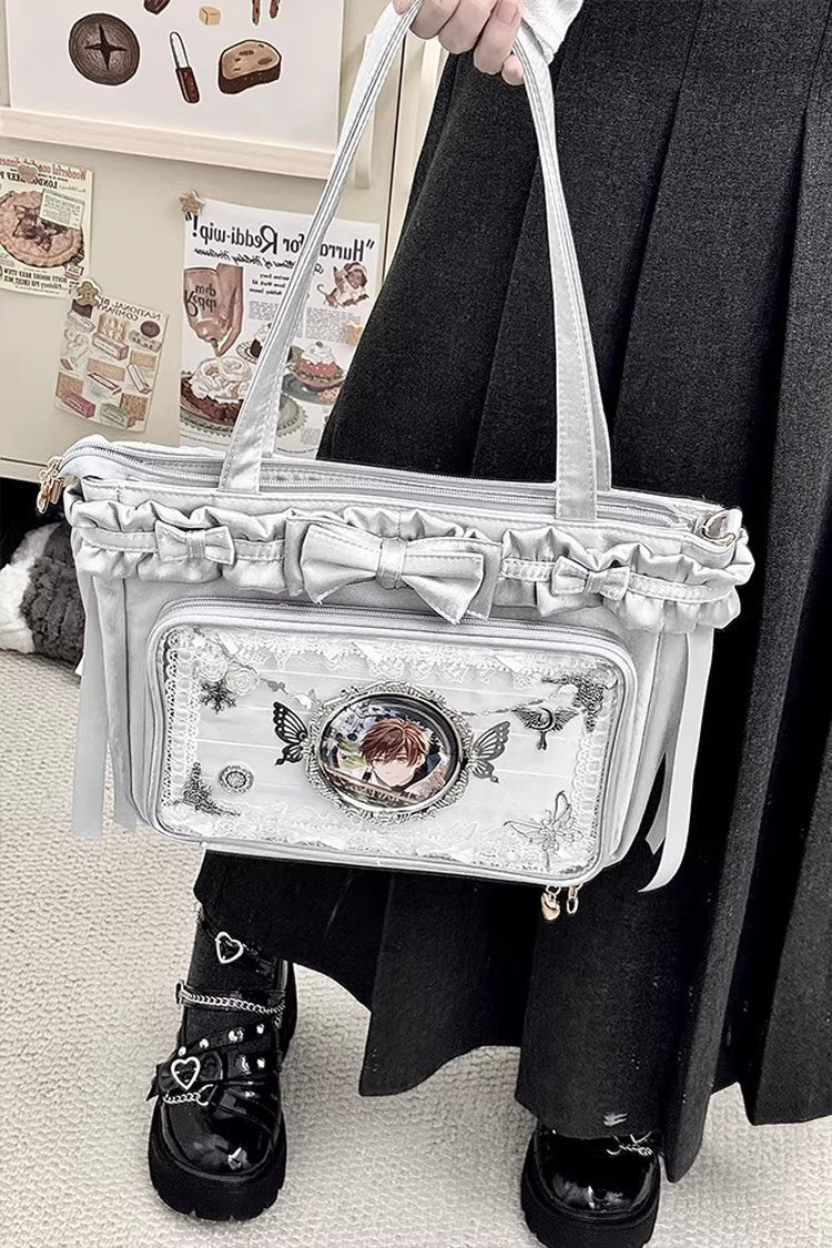 [Ballet Holiday] Ruffled Bow Sweet Japanese Crossbody Shoulder Lolita Itabag 10 Colors - Product - 4