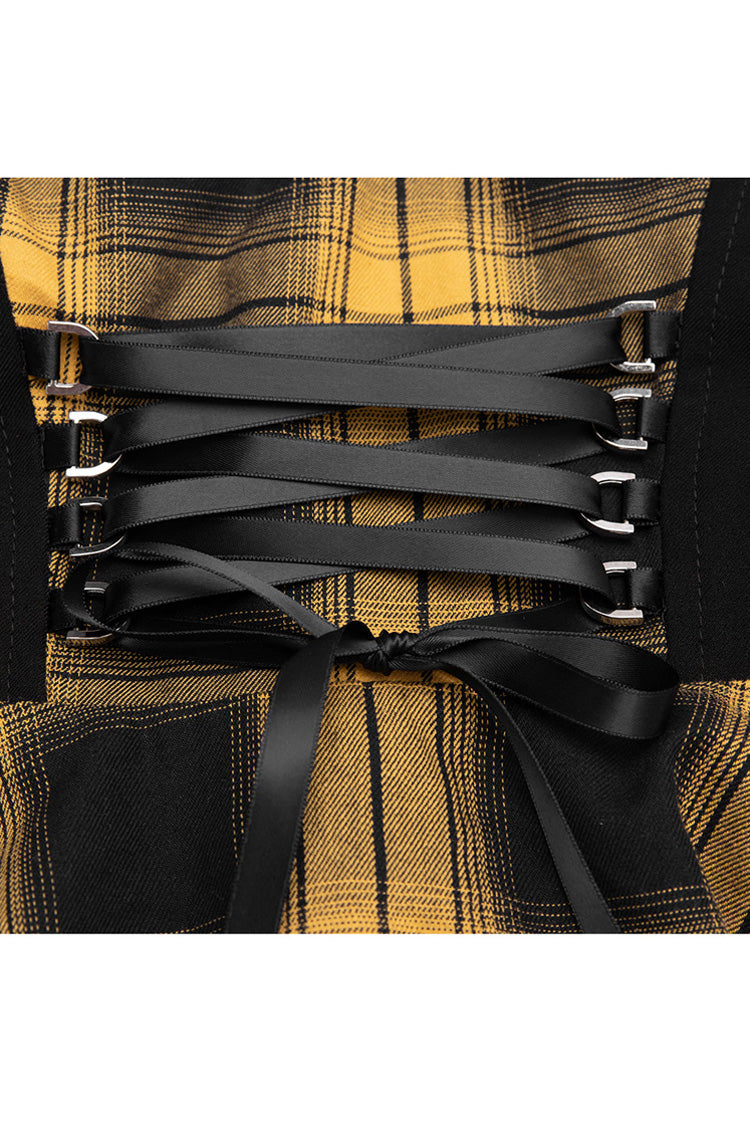 Lattice Plaid Stitching Binding Women's Steam Punk Strap Dress - Product - 16