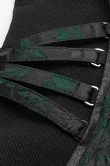 Steampunk Sleeveless Jacquard Print Metal Buckle Strap Metal Zipper Hollow Lace-Up Women's Vest 4 Colors - Product - 13