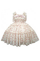 Pink [Rose Maiden] Square Collar Sleeveless Rose Printed Ruffled Bow Lace Plus Size Sweet Lolita Dress - Product - 2