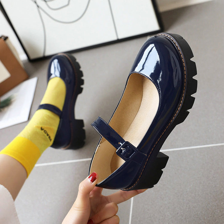 PU Leather Puppy Heel Classic Lolita Shoes 4 Colors - Blue - 10