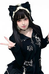 Natural Black Wispy Bangs Long Straight Sweet Daily Lolita Wig - Product - 4