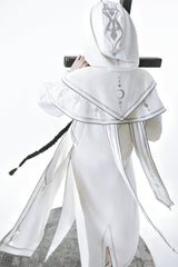 White Bionic Dimension Futuristic Mechanical Style Print Ouji Fashion Lolita Cape - Product - 5