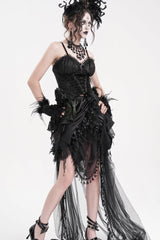 Black Lace Lace-Up Women's Gothic Overbust Corset - Product - 2