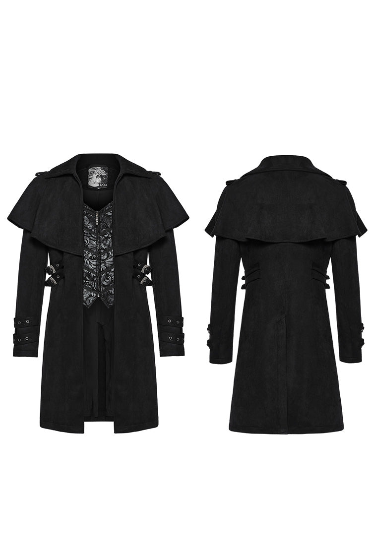 Black Long Sleeves Buckle Eyelets Men's Gothic Jacket - Product - 5