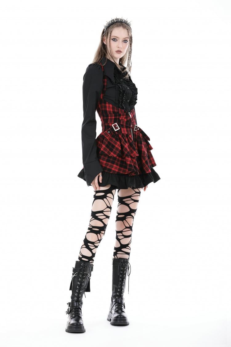 Black Turn-down Collar Ruffled Long Sleeves Women's Gothic Blouse - Product - 9