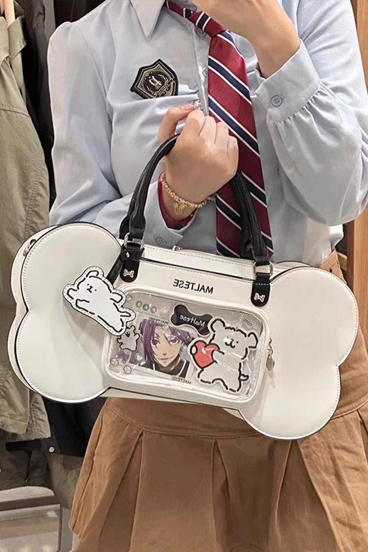 White Anime Puppy Bones Sweet Lolita Handbag - White - 1