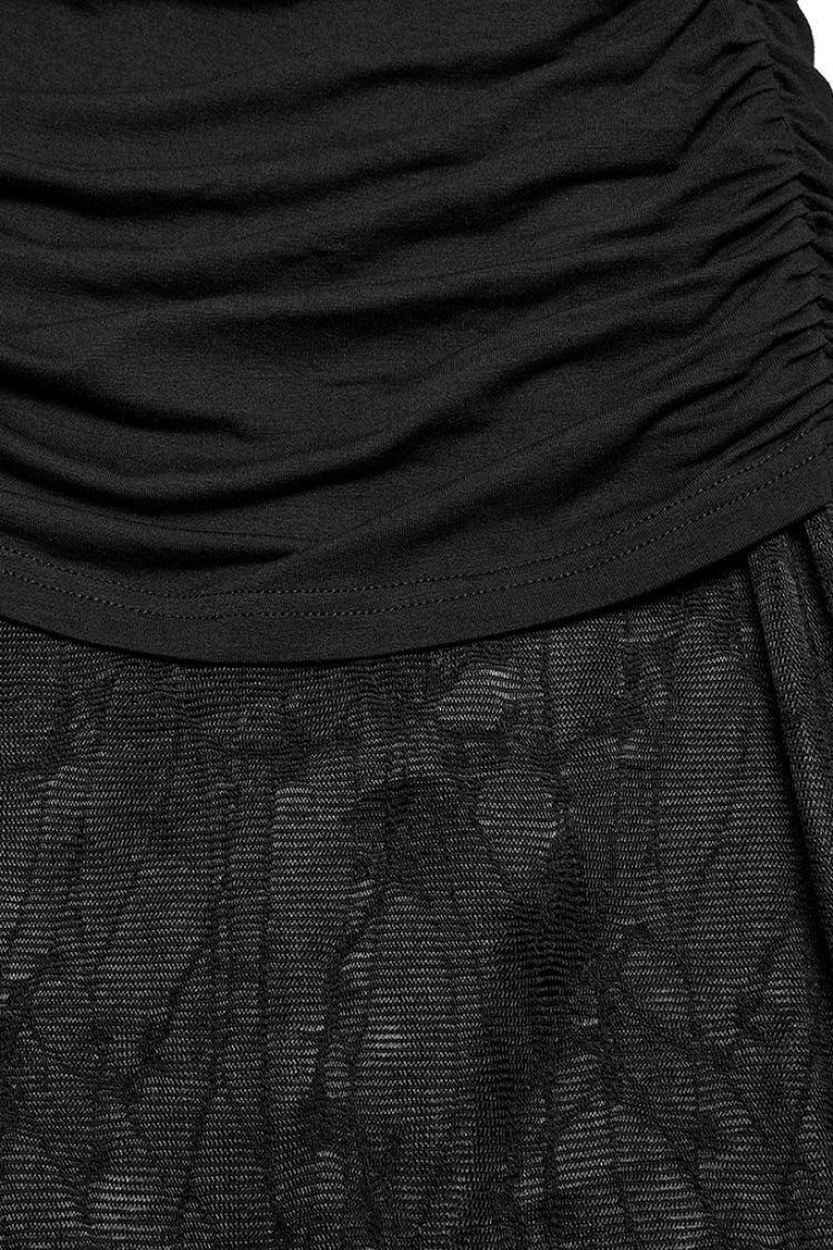 Black Irregular Mesh Ruched Women's Punk Fishtail Skirt - Product - 8