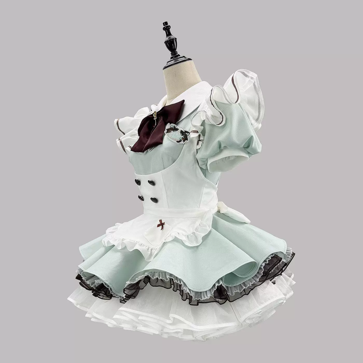Cute Maid Lolita Dress with Heart Buttons and Bow Charm - view 17