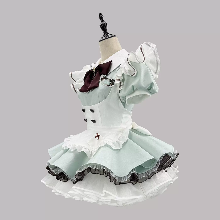 Cute Maid Lolita Dress with Heart Buttons and Bow Charm - view 17