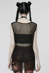 Sleeveless Mesh Ripped Women's Steampunk Sweater 2 Colors - Product - 3