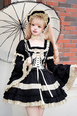 Black Chapter Seventh Night Short Sleeves Multi-layer Ruffle Bowknot Sweet Lolita Dress - Product - 6