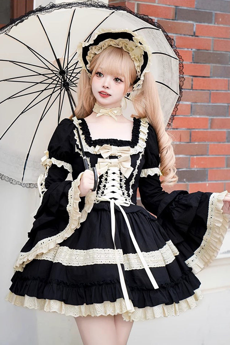 Black Chapter Seventh Night Short Sleeves Multi-layer Ruffle Bowknot Sweet Lolita Dress - Product - 6