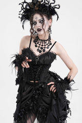 Black Lace Lace-Up Women's Gothic Overbust Corset - Product - 5