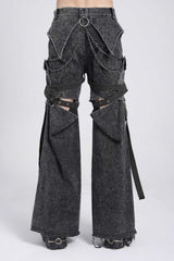 Black Ripped Chain-Decorated Men's Punk Cool Cosplay Pants with Big-pocket - Product - 8