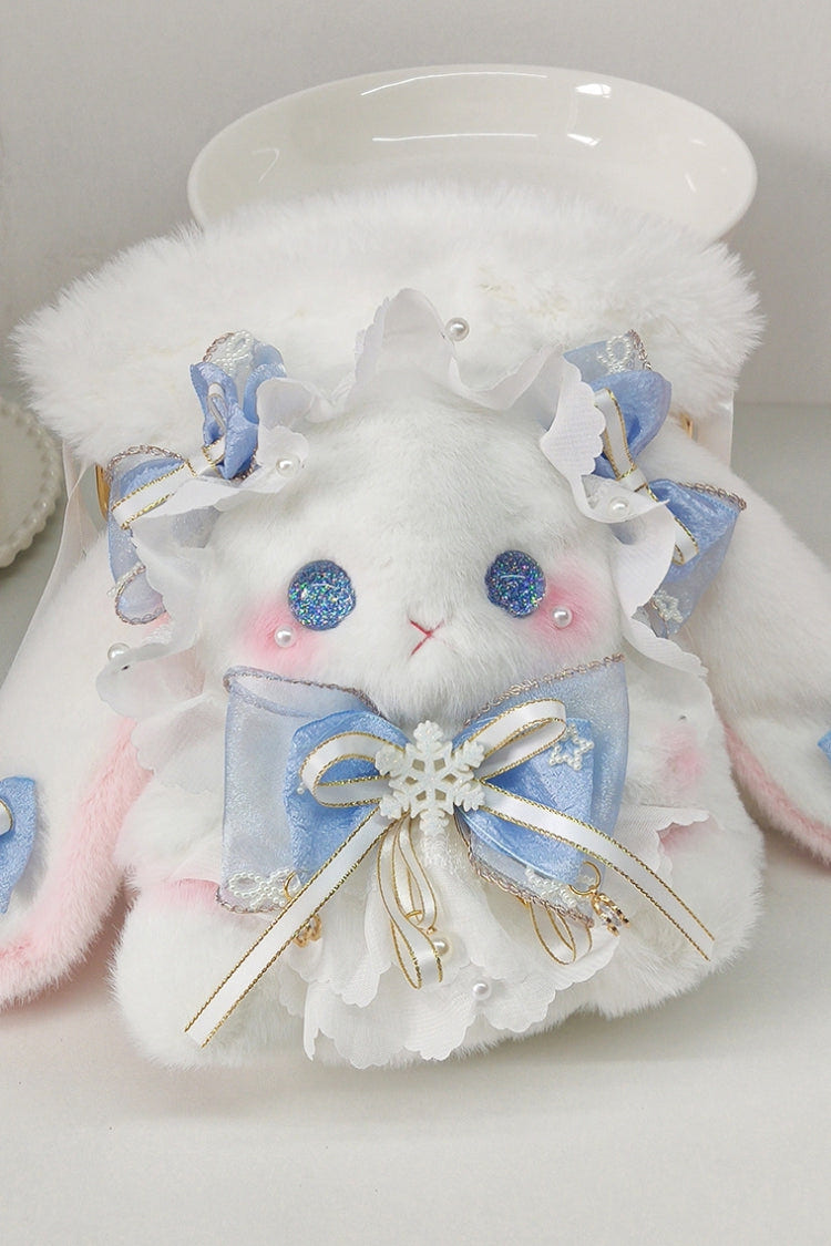 Drawstring Crossbody Bowknot Sweet Lolita Bucket Bunny Small Bag 10 Colors - Blue - 2